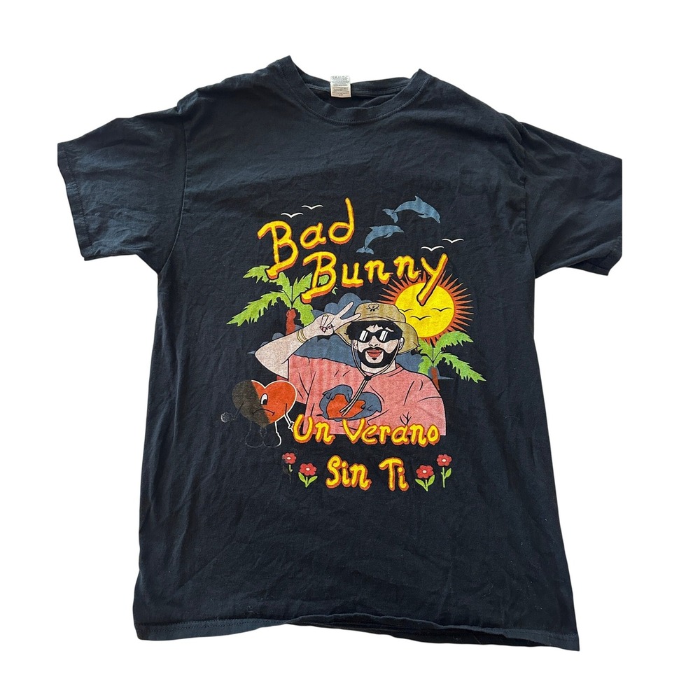 Vintage Fruit of the Loom Graphic T-Shirt Black Medium Retro Surf Beach Tee